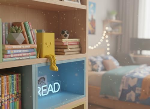 Alternative view of Sevimli Gülen Kitap Figürü - Hareketli Bacaklı Raf Dekoru, Kitaplık ve Ofis Aksesuarı, Estetik Kitap Kurdu Biblosu, Okuma Odası ve Kütüphane Hediyesi (Sarı)