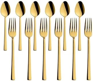 Alternative view of Parlak Tatlı Çatal Ve Kaşık Seti - 12 Adet Kahvaltı Pasta Tatlı Çatal ve Kaşık Seti