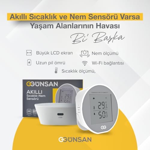 Akıllı Wifi Sıcaklık & Nem Sensörü & Smart Life Uyumlu