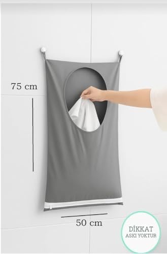 Alternative view of Kapı Arkası Kirli Çamaşır Torbası 75x50 cm – Duvara Asılabilir Oyuncak ve Çamaşır Düzenleyici, Fermuarlı Alt Boşaltma