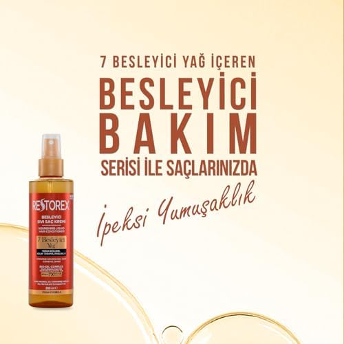 Restorex Besleyici Bakım Sıvı Saç Kremi 200 Mililitre, 7 Besleyici Yağ (2 paketi)