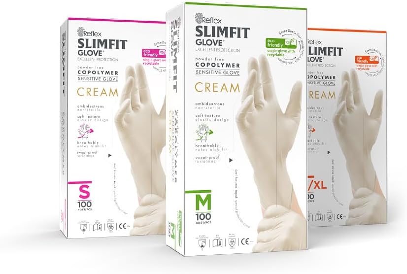Alternative view of Reflex Slimfit Copolymer Tek Kullanımlık Eldiven 100’lü Paket – Gıda Uyumlu, Pudrasız, Lateks İçermez, Gıda Hazırlama, Temizlik ve Servis İçin Dayanıklı Eldiven