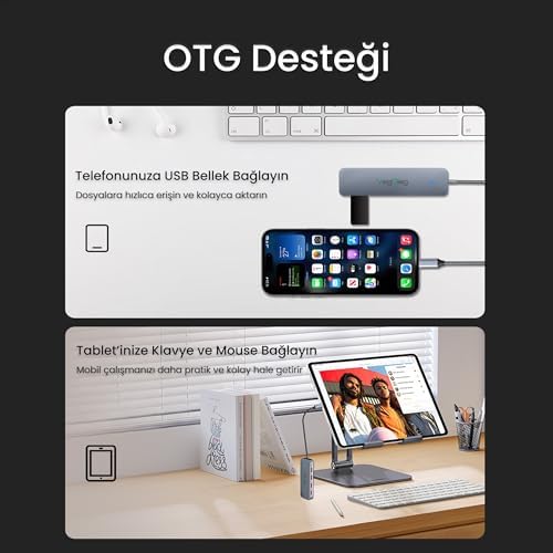 Alternative view of 4 Portlu 10Gbps Type-C to 4*USB-A 3.2 Gen2 USB Çoklayıcı Dönüştürücü Hub