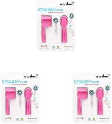 STERIBALL ŞARJLI PİLLİ DİŞ FIRÇALARI İÇİN HİJYENİK DİŞ FIRÇASI KORUMA KABI-2'Lİ PEMBE X 2 (3 paketi)