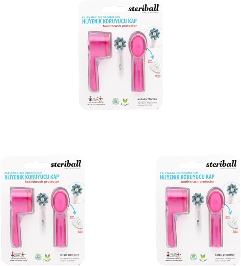 Alternative view of STERIBALL ŞARJLI PİLLİ DİŞ FIRÇALARI İÇİN HİJYENİK DİŞ FIRÇASI KORUMA KABI-2'Lİ PEMBE X 2 (3 paketi)