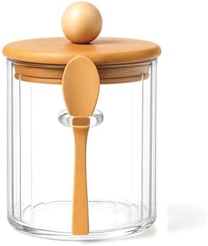 Alternative view of AmberHaus 650 ml Bambu Kaşıklı ve Vakum Kapaklı Cam Kavanoz - Hava Sızdırmaz Geniş Ağızlı Erzak, Baharat ve Yulaf Saklama Kabı - Çok Amaçlı Tezgah Üstü Düzenleyici (10x10 cm)