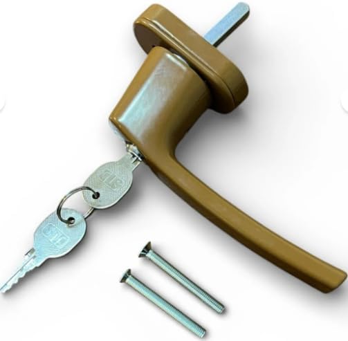 Anahtarlı Kilitli PVC Pencere Kapı Kolu, Alüminyum, Kahverengi, Tekli, Anahtarlı Kilit Sistemi