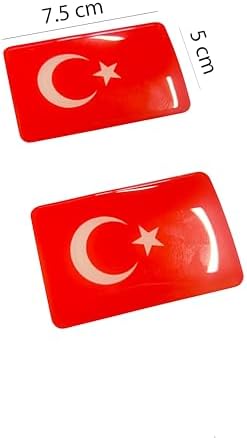 Türk bayrağı 2'li 3D
