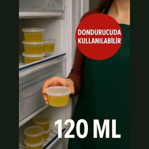 Alternative view of Saklama Kabı Sos 50 Adet 120 ml – 4 oz Kemik Suyu, İlik Suyu, Anne Sütü, Sos ve Püre Dondurucu Uyumlu Buzluk Kabı, Sızdırmaz Kapaklı (BPA İÇERMEZ - KALİTELİ)