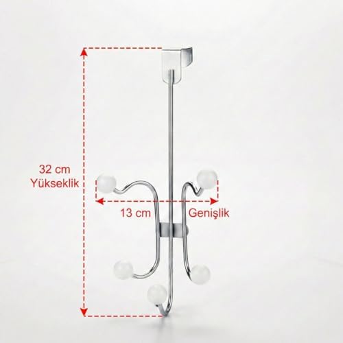 Alternative view of 5 Kancalı Tekli Amerikan Kapı Arkası Krom Askılık – Kapıya Asılabilir Metal Askı, Kapı Üstü Askılık, Bornoz Havlu Çanta Askısı, Parlak Krom Organizer (Krom)