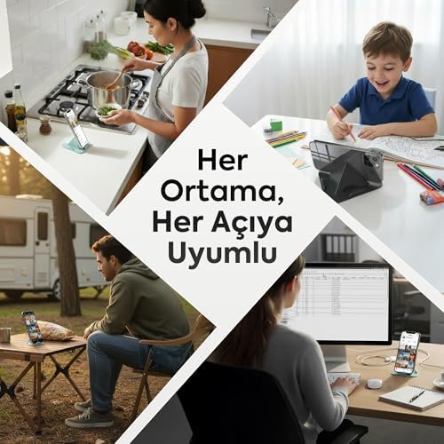 Alternative view of 5’li Set Masaüstü Telefon Tutucu Stand – Tablet Uyumlu, 3 Açılı Piramit Tasarım, 4–11 İnç