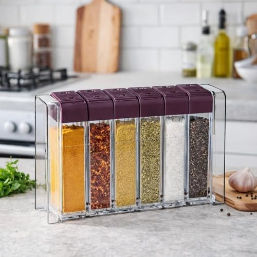 Alternative view of Standlı Baharatlık Seti Delikli Kapaklı Baharat Saklama Takımı Baharat Saklama Kapları Baharat Kutusu (, 6'lı Set)