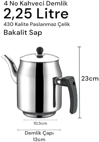 Alternative view of 430 Paslanmaz Çelik Kahveci Demlik 2250ml 4 No