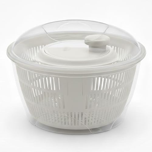 5 Litre Boy Vega Salata Kurutucusu - Sebze Kurutucu - Meyve Kurutucu - Süzgeç - Salata Kurutma Aleti - PP+ (Beyaz)