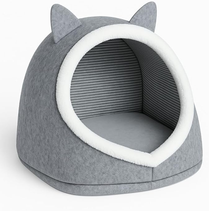 Alternative view of Gobypet Alas Gri Keçe Kedi ve Köpek Evi Yatağı – Kapalı Tasarım, ve Yumuşak Pet Yuvası, Kaymaz Paspas Set