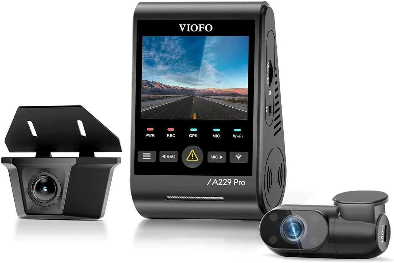 A229 Pro W 3 Kameralı Ön+Arka Su Geçirmez+İç 4K+2K+1080P STARVIS 2 Sensör GPS'li Araç Kamerası