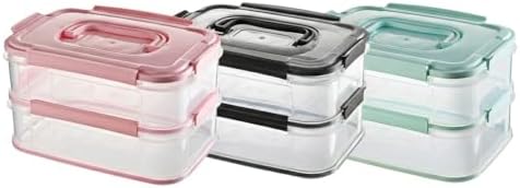2x1,8 L Çift Katlı Plastik Yemek Taşıma Kutusu 3,6 L Saklama Kabı Sızdırmaz Contalı Şeffaf Kilitli Sefer Tası Beslenme Kabı Lunch Box Erzak Kabı (1 Adet)