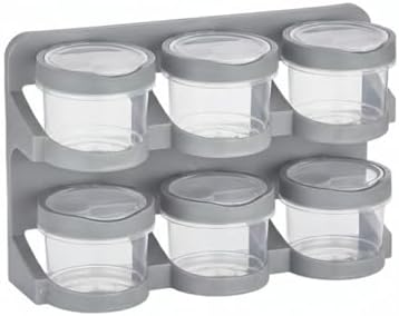 6’lı Standlı Baharatlık Plastik Şeffaf Kaşıklı Baharat Standı Duvara Asılabilir ve Masa Üstü Kullanılabilir Baharat Seti Mutfak Organizer