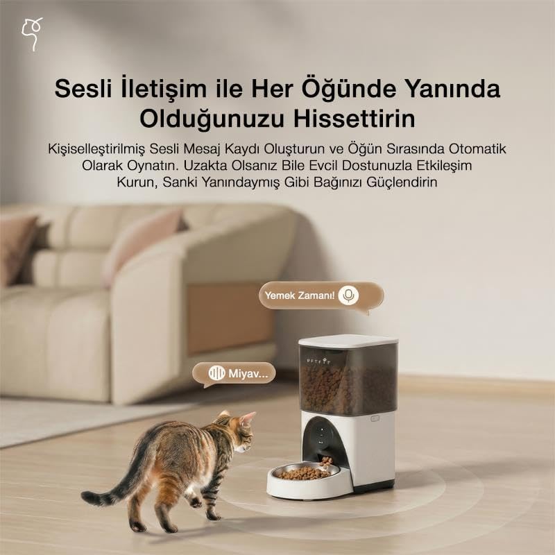 DU45L-WQ 4.5L Wi-Fi Akıllı Otomatik Kedi Köpek Mama Kabı Besleme Ünitesi (Sesli Komut+Çelik Kase+APP Kontrol)