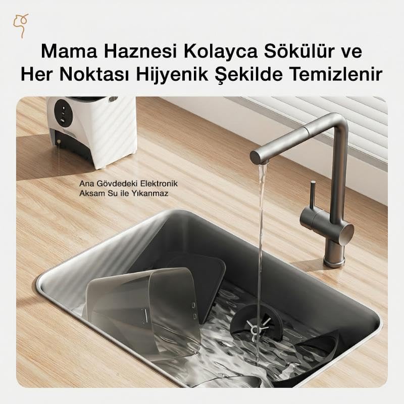 Alternative view of DU45L-WQ 4.5L Wi-Fi Akıllı Otomatik Kedi Köpek Mama Kabı Besleme Ünitesi (Sesli Komut+Çelik Kase+APP Kontrol)