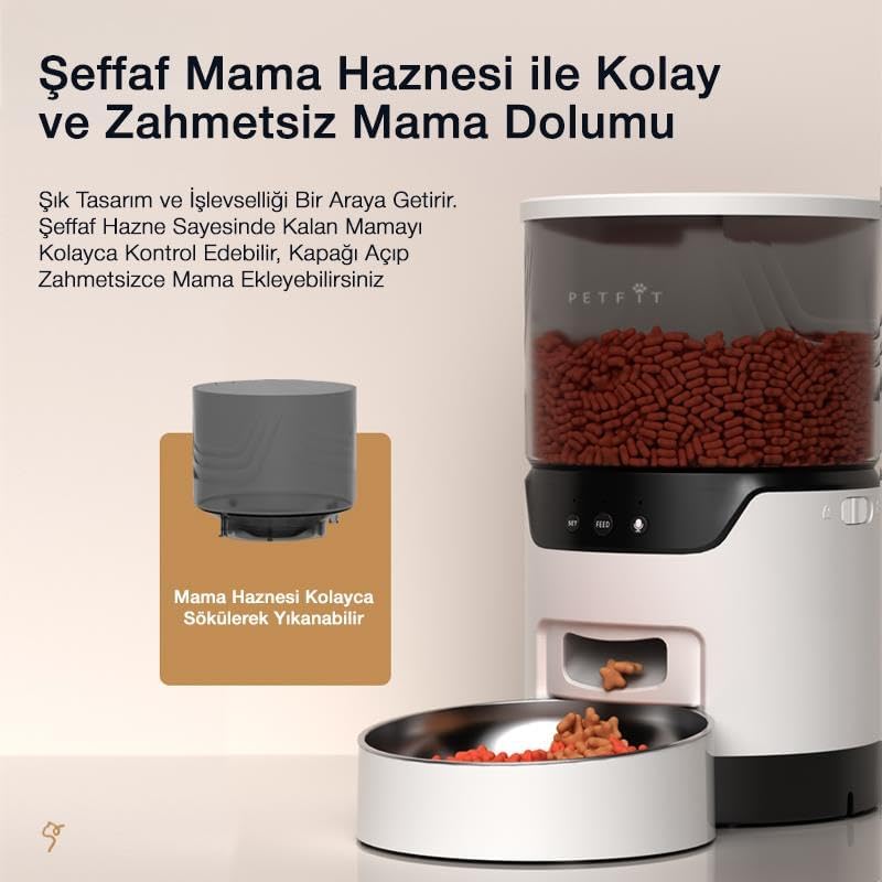 Alternative view of DU3L-WE 3L Wi-Fi Akıllı Otomatik Kedi Köpek Mama Kabı Besleme Ünitesi (Sesli Komut+Çelik Kase+APP Kontrol)