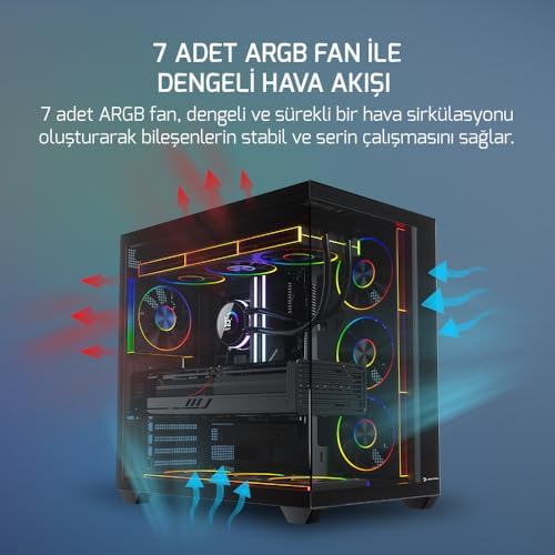 Alternative view of Warcry Ravora 7xARGB Fan 80+ Bronze Micro-ATX Gaming (Oyuncu) Kasa (850W)