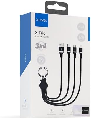 X-Trio 3 in 1 USB-A Çoklu Şarj Kablosu 30cm – Lightning Micro USB Type-C Uyumlu 2.2A 12W Hızlı Şarj Destekli Örgü Dayanıklı Alüminyum Başlıklı Taşınabilir Anahtarlıklı Kablo | XCC8400
