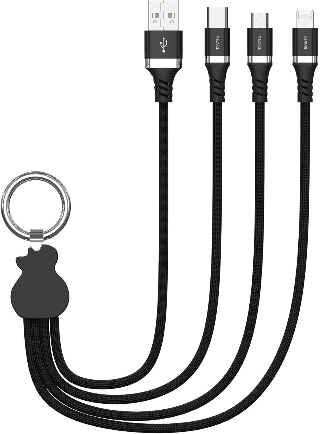 Alternative view of X-Trio 3 in 1 USB-A Çoklu Şarj Kablosu 30cm – Lightning Micro USB Type-C Uyumlu 2.2A 12W Hızlı Şarj Destekli Örgü Dayanıklı Alüminyum Başlıklı Taşınabilir Anahtarlıklı Kablo | XCC8400