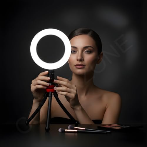 Alternative view of 6 inç LED Makyaj Işığı, Ahtapot Kollu Standlı, Güzellik Işığı, 3 Renk Modlu, Ayarlanabilir Parlaklık, USB Güçlü, Ring Light Canlı Yayın, Video Çekim, Fotoğraf ve İçerik, AHT6, Siyah