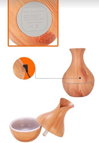 Alternative view of Ahşap Görünümlü LED Işıklı USB Bağlantı Aromalı Hava Nemlendirici Buhurdanlık