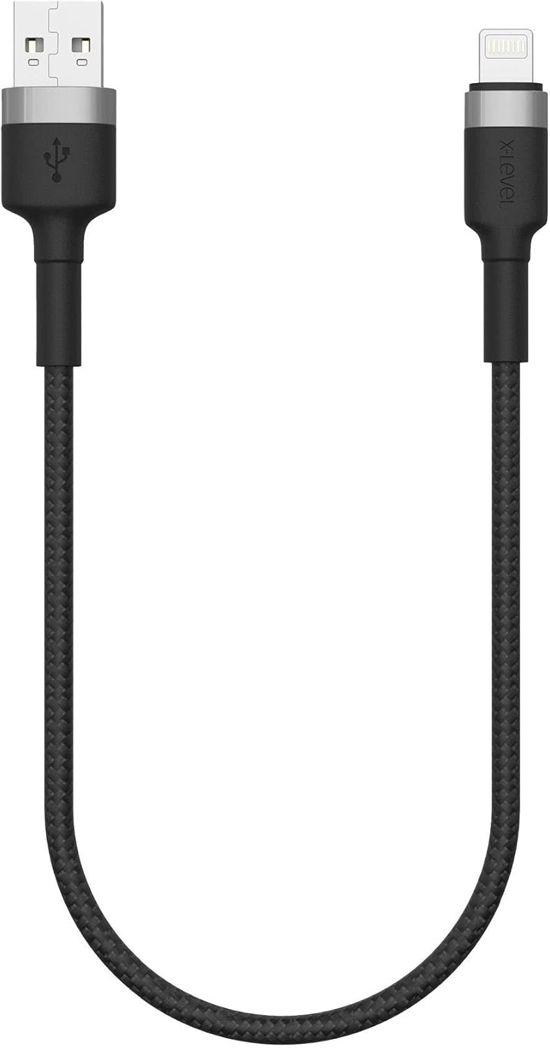 XCC8699 X-SharkMini USB-A to Lightning Hızlı Şarj ve Data Kablosu 30cm 3A 27W QC 3.0 PD Destekli 480 Mbps Veri Aktarım Örgü Hasır Alüminyum Uç Dayanıklı Kısa Şarj Kablosu | XCC8699