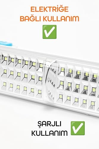 43 LED Şarjlı Işıldak Ev Kamp Lambası Gece Feneri 2 Kademeli Elektrikli El Feneri 005