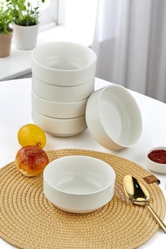 Alternative view of 6'lı 12 cm Porselen Kase Seti - Çorba, Meze, Sufle, Salata, Tatlı, Kahvaltılık Sunum Kasesi