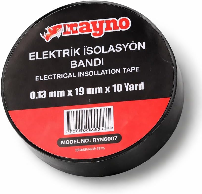 Alternative view of Rayno Elektrik İzolasyon Bandı – 0.13 mm x 19 mm x 10 Yard – Siyah Elektrik Bandı – Profesyonel Yalıtım Bandı