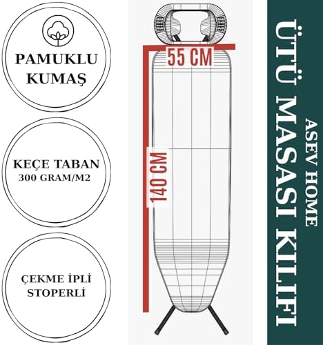 Alternative view of ASEV HOME Ütü Masası Kılıfı Keçeli İpli Stoperli Büyük Boy 55x140 cm