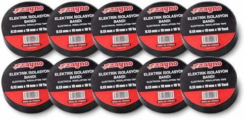 Alternative view of Rayno Elektrik İzolasyon Bandı 10’lu Set – 0.13 mm x 19 mm x 10 Yard – Siyah Elektrik Bandı – Profesyonel Yalıtım Bandı