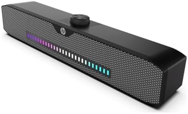 HP DHS-4200S RGB Soundbar - Bluetooth ve 3.5mm Kablolu Hibrit Hoparlör, USB Beslemeli, Masaüstü PC ve Laptop Uyumlu, Dinamik LED Işıklı, 6W Ses Çıkış Gücü, 2B283AA