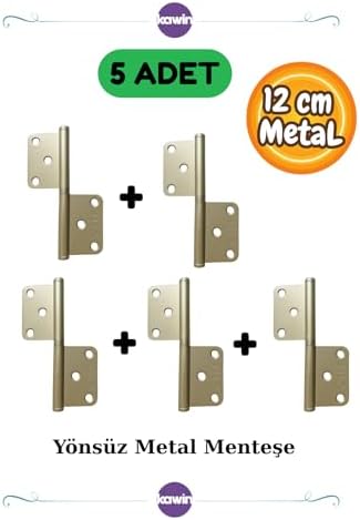 Alternative view of Kawin 5 Adet 12cm Metal Çelik Kapı Menteşe Yönsüz 2mm Dayanıklı Panel Cerman Nikel Krom Gümüş