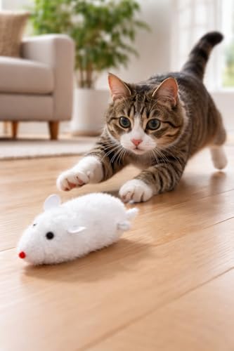 Alternative view of Çok Renkli Kurmalı Fare Kedi Oyuncağı Pilsiz Hareketli Peluş Fare İnteraktif Av Oyunu Kediler ve Yavru Kediler İçin Egzersiz Aktivite Ev İçi Oyun Eğlence Dayanıklı Yumuşak Doku