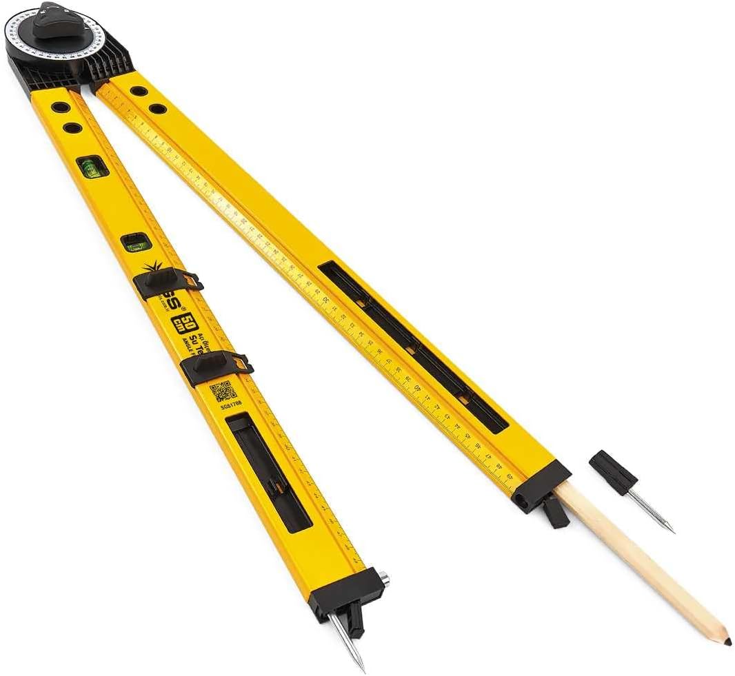 SGS Açı Ölçer Su Terazisi, 50 cm, Sarı, Dahili Seviye Göstergesi, Ölçüm Cetveli ile, Model SGS1708