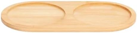 2 Bölmeli Oval Doğal Bambu Sunum Tabağı - 23x12 cm Yuvarlak Hatlı Çerezlik, Sosluk ve Kahvaltılık