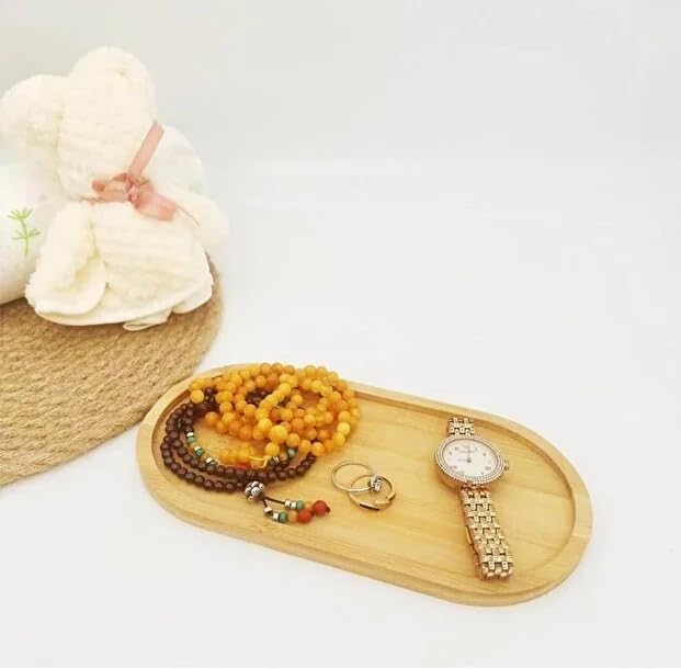 Oval Doğal Bambu Sunum Tabağı - 23x12 cm Yuvarlak Hatlı Düz Servis Tepsisi - Sushi, Tatlı ve Kahve Sunumluk