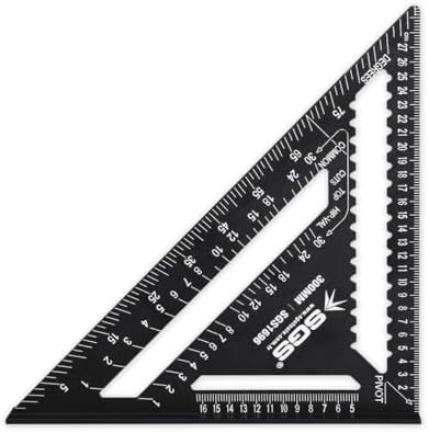SGS Alüminyum Üçgen Gönye, 300 mm, Siyah, Ölçüm Aracı, Model SGS1696