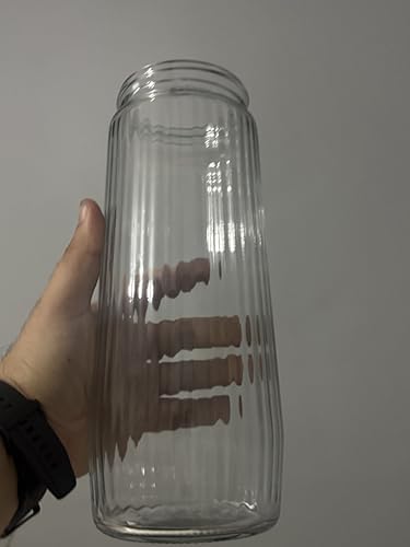 Alternative view of Cam Vazo 24 cm – Dikey Çizgili Şeffaf Cam Dekoratif Vazo | Modern & Minimal Ev Dekoru
