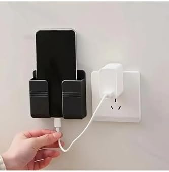 Duvara Monte Telefon Tutucu, Yapışkanlı Şarj Standı, Matkapsız Pratik Kurulum, Yatak Odası, Banyo ve Mutfak için Evrensel Telefon Askısı Düzenleyici (Siyah) - (2'li Paket)