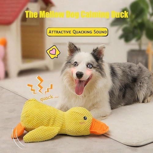Köpek Oyuncağı Sesli Peluş Ördek 45 cm – Dayanıklı Isırma ve Çekiştirme Oyuncağı, Diş Temizleyici Dokulu Yumuşak Köpek Oyuncağı, Büyük Irk Köpekler İçin Eğitici Oyuncak – Sarı