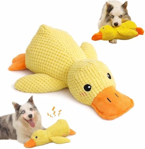 Alternative view of Köpek Oyuncağı Sesli Peluş Ördek 45 cm – Dayanıklı Isırma ve Çekiştirme Oyuncağı, Diş Temizleyici Dokulu Yumuşak Köpek Oyuncağı, Büyük Irk Köpekler İçin Eğitici Oyuncak – Sarı
