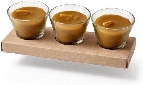 Mum, 50 ml Cam Bardak Tealight Mum, 3x16 Saat Yanma Süresi, Doğal Bal Mumu, Sarı, 3'lü Paket Tealight