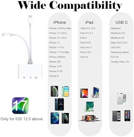 Lightning ve USB-C SD TF Kart Okuyucu Adaptör USB Girişli Kamera Bağlantı Aparatı OTG Desteği Çoklu Hafıza Kartı Fotoğraf Video Veri Transfer Dönüştürücü Telefon Tablet Uyumlu | ZR1213