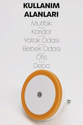 Alternative view of Yuvarlak Otomatik Gece Lambası, Işığa Duyarlı LDR Sensörlü, Fotoselli (Turuncu)